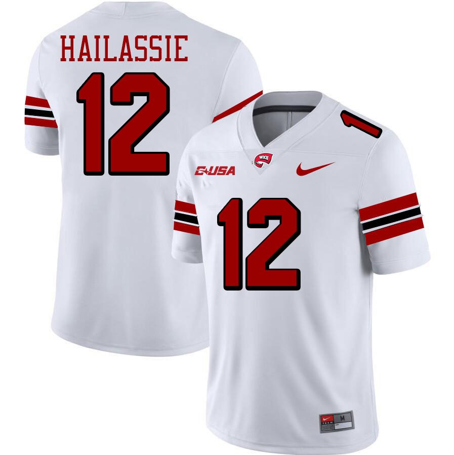 Kahlef Hailassie WKU Jersey,Western Kentucky Hilltoppers #12 Kahlef Hailassie Jersey Youth-White